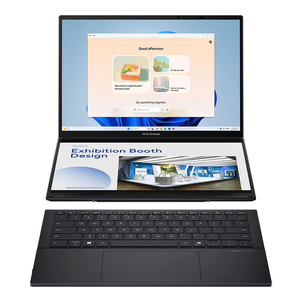ASUS Zenbook Duo, 14" FHD OLED 60Hz Touch / U9 285H (Arrow Lake) / LPDDR5X 32GB / 1TB SSD / Inkwell Gray / Win 11 Home